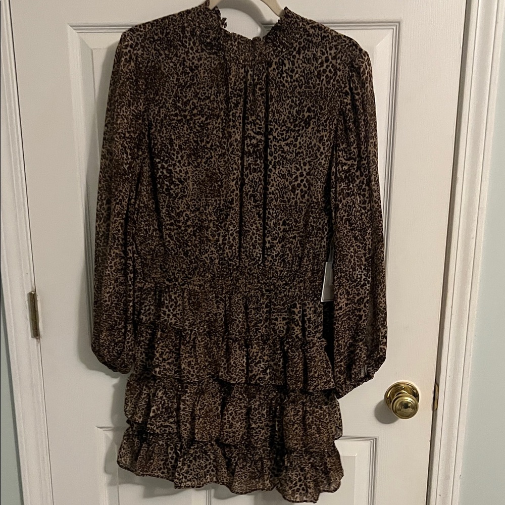 1. State Brown Leopard Long Sleeve Dress
